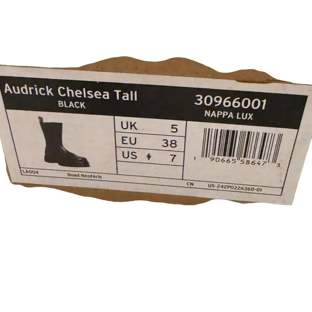 Dr. Martens Audrick Tall Chelsea Boot Pull-On in Black Nappa Leather Size 7 NWB